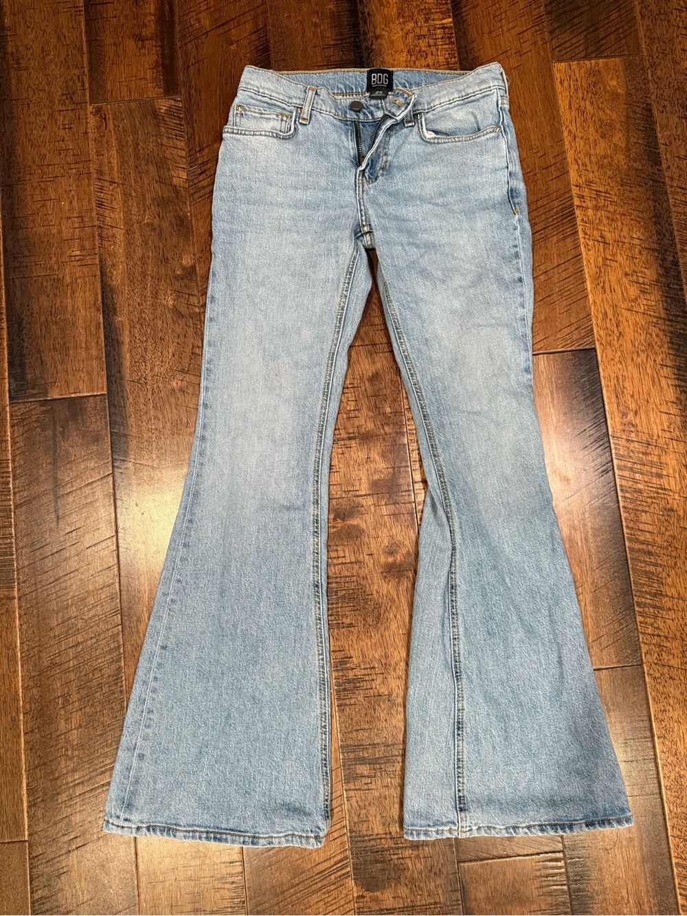 BDG Light Wash High-Rise Flare Jeans in Pale Blue